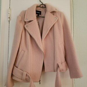 Express Wool Motorcycle Jacket in Pink